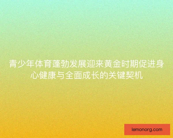 青少年体育蓬勃发展迎来黄金时期促进身心健康与全面成长的关键契机