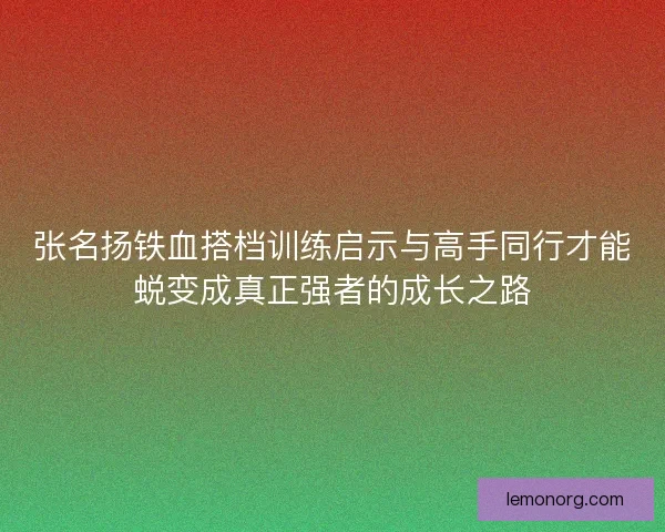 张名扬铁血搭档训练启示与高手同行才能蜕变成真正强者的成长之路