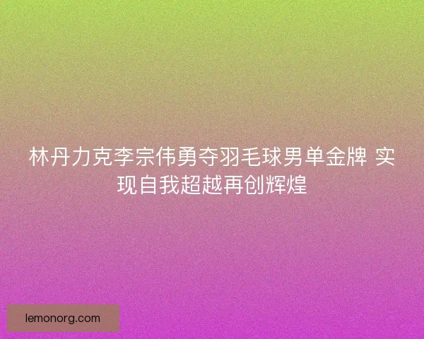 林丹力克李宗伟勇夺羽毛球男单金牌 实现自我超越再创辉煌 林丹力克李宗伟勇夺羽毛球男单金牌 实现自我超越再创辉煌